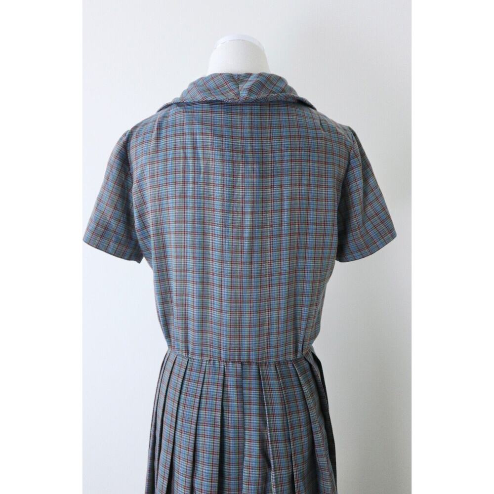 Vintage 1950s John Norman Inc. Double Breasted Shirt Dress Plaid Short Sleeve - Picture 11 of 14